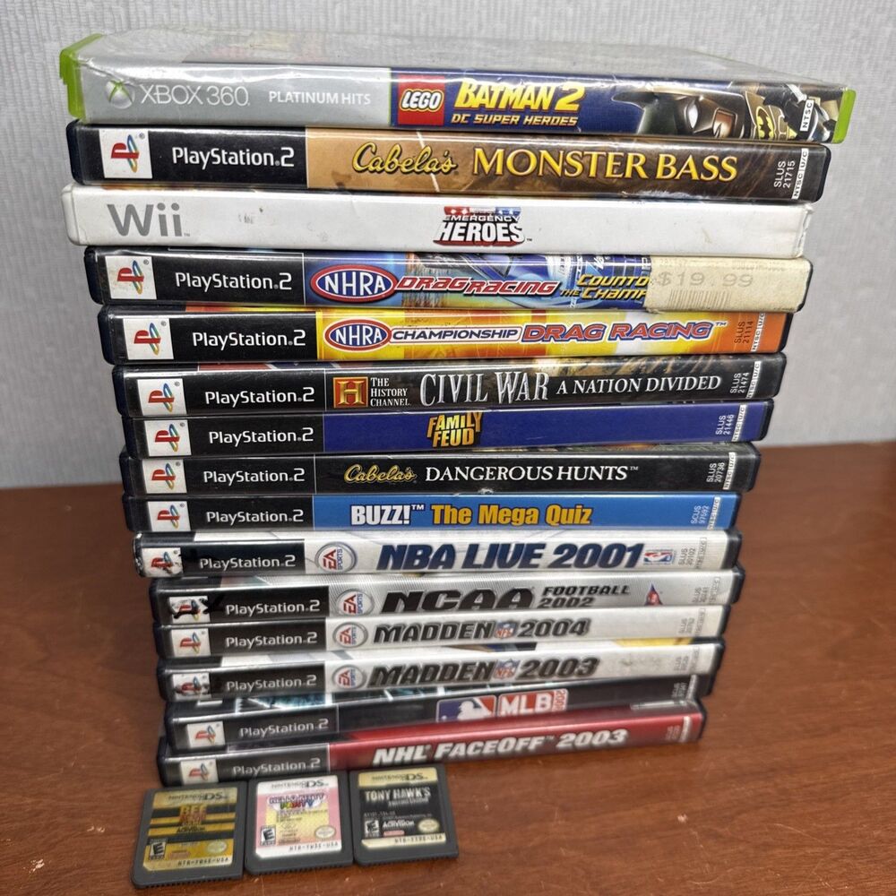 PS2 Wii DS Game Lot 15 Games Scratched Untested As Is Repair Replacement Bundle